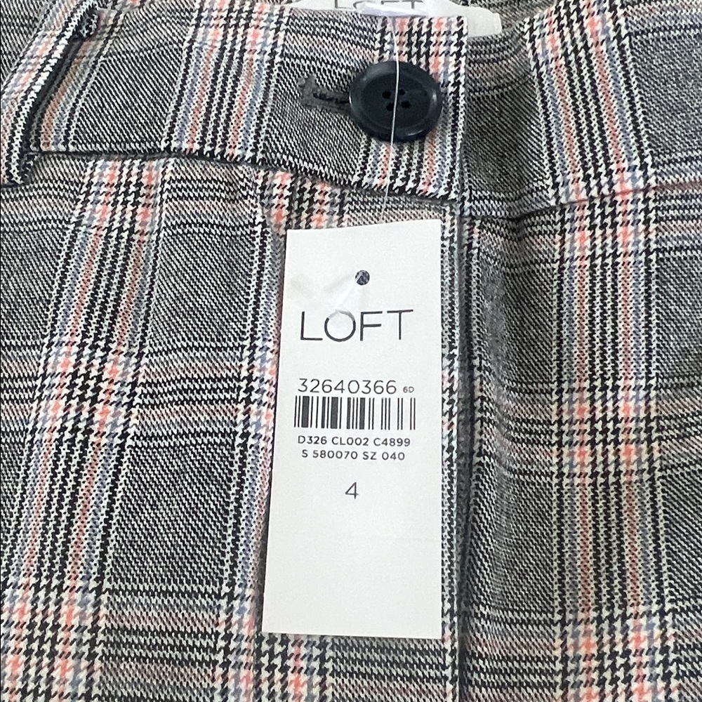 NWT -LOFT- PLAID GRAY SKINNY PANTS 👖 - Picture 4 of 9